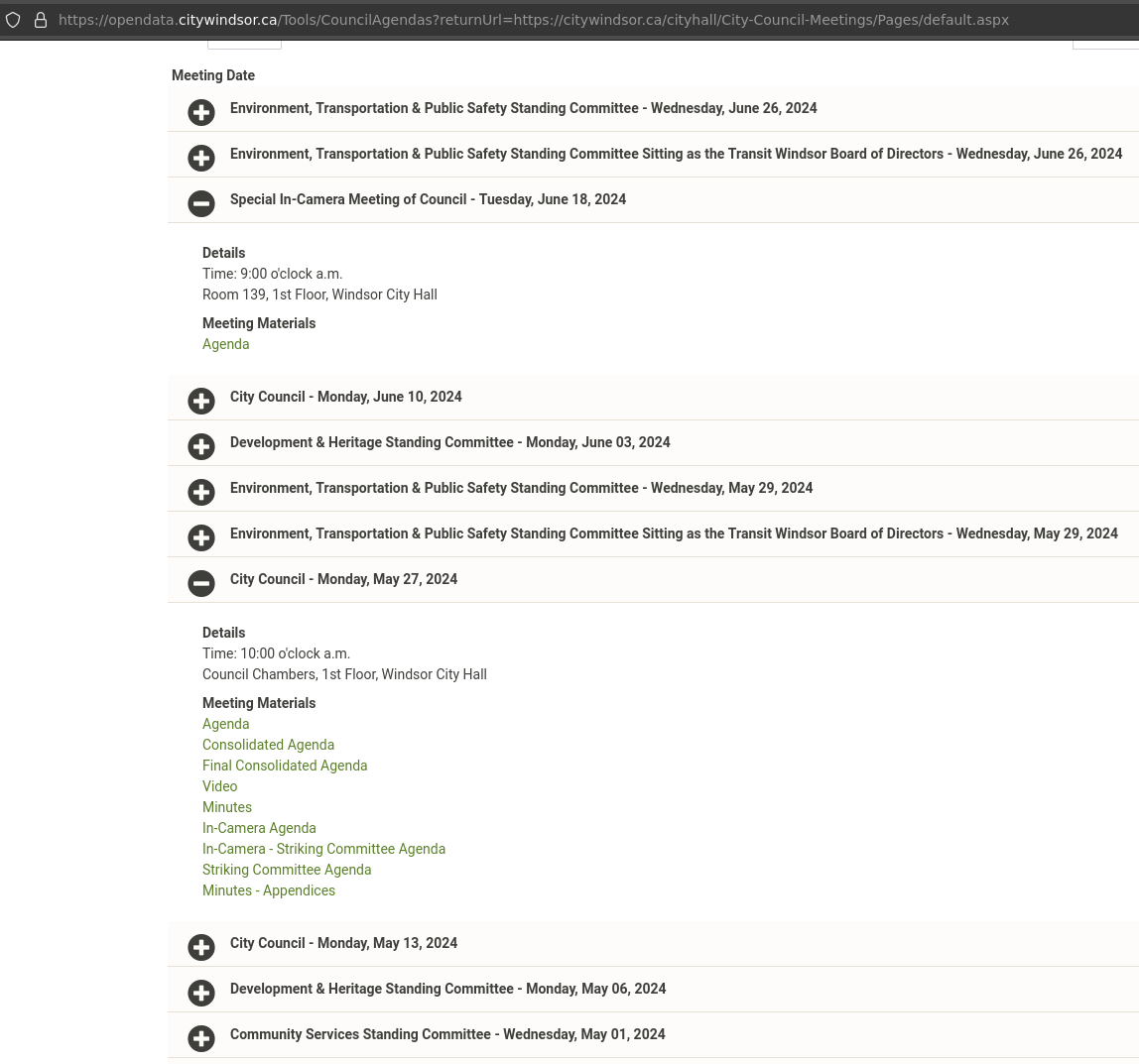 city council agendas screenshot